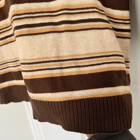 Liz Claiborne | brown stripe button sweater - M - Picture 5 of 8